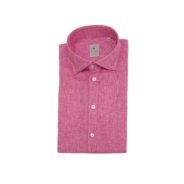 Bastoncino - Camicia misto lino fragola