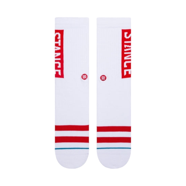 Stance - Calza da uomo bianca logo rosso
