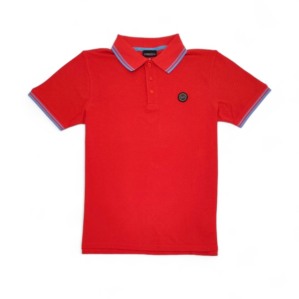 Museum - Polo rossa profilo celeste